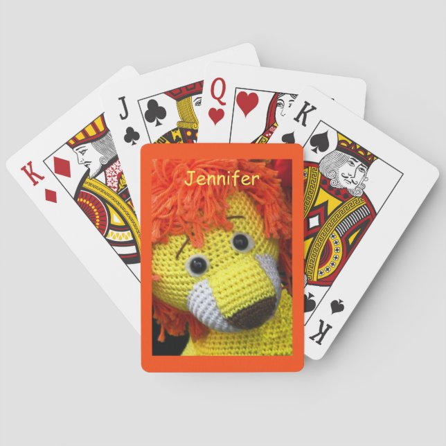 Jeu De Cartes Chien jaune mignon, Cheveux orange, Nom, (dos)