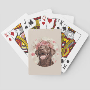 Jeu De Cartes Chien Labrador Chocolat Rose Joyeux 