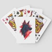 Chien Loup Noir avec Accents Rouges