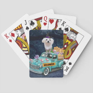 Jeu De Cartes Chien maltais Halloween camion nuit effrayante