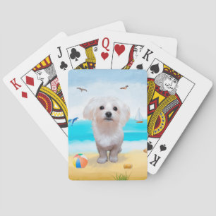 Jeu De Cartes Chien maltais sur la plage