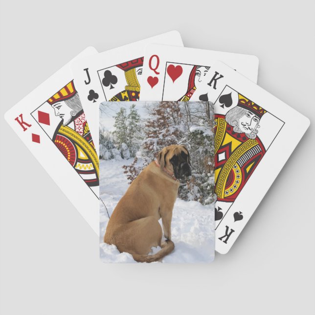 Jeu De Cartes Chien mastiff anglais "Pose de neige" photo (dos)
