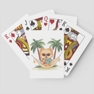 Jeu De Cartes Chien Poméranien Dans Une Chemise Hawaïenne Hammoc
