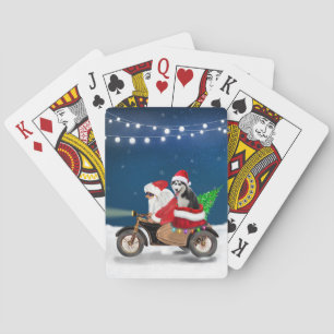 Jeu De Cartes Chien sibérien Husky Noël Père Noël