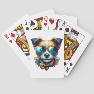 Jeu De Cartes Chien Stylé Avec Des Lunettes Art De Compagnie Mod