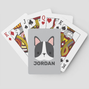 Jeu De Cartes Chien-taureau français mignon avec nom personnalis
