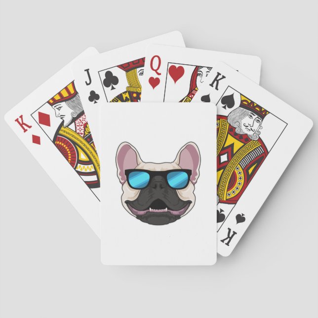 Jeu De Cartes Chien-taureaux français avec lunettes de soleil (dos)