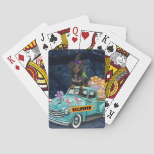 Jeu De Cartes Chien teckel Halloween camion nuit effrayante