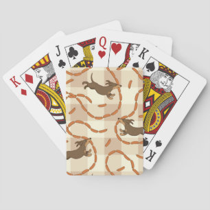 Jeu De Cartes chiens chanceux avec l'arrière - plan de saucisses