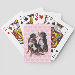 Jeu De Cartes Chiens de montagne bernois aux coeurs roses