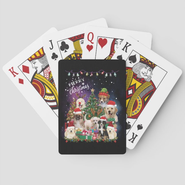 Jeu De Cartes Chiens Joyeux Noël Lumière (dos)