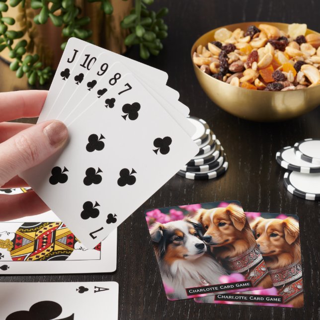Jeu De Cartes Chiens Lutter au printemps Monogrammes enfants Vie (In Situ)