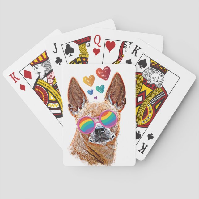 Jeu De Cartes Chihuahua Chien avec Coeurs Saint Valentin (dos)