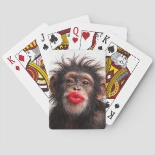 Jeu De Cartes Chimpanzé portant du rouge à lèvres