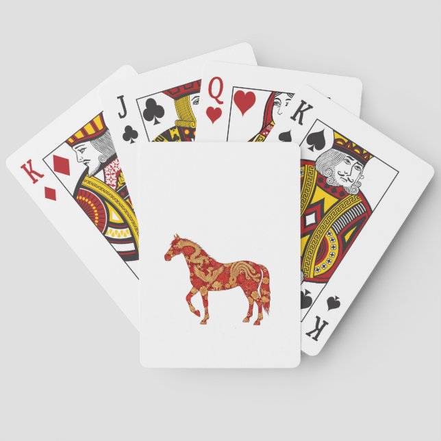 Jeu De Cartes Chinese New Year Horse with Dragon Phoenix  (dos)