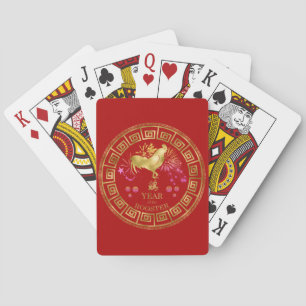Jeu De Cartes Chinois Zodiac Rooster Rouge/Or ID542