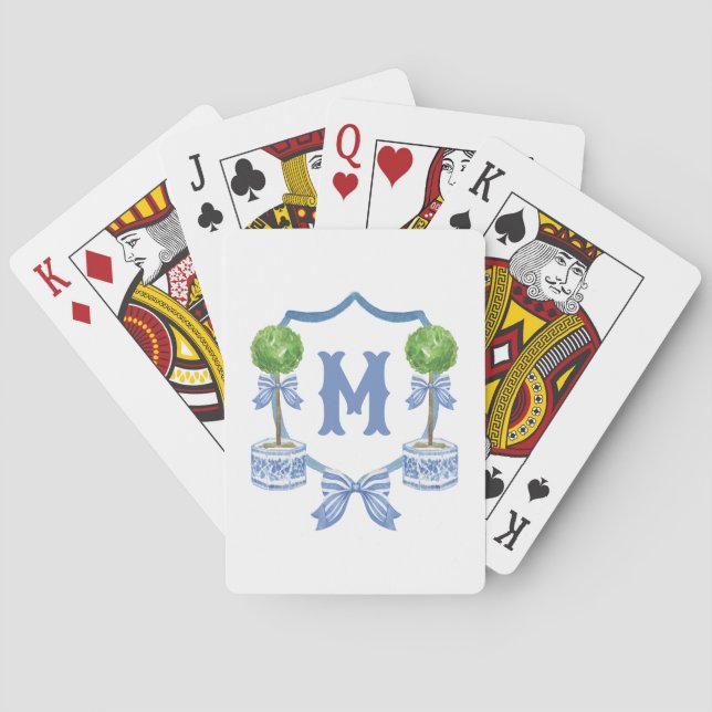 Jeu De Cartes Chinoiserie Aquarelle Bow Topior Monogramme Crest (dos)