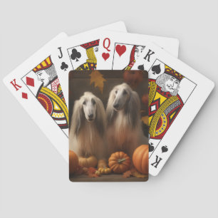 Jeu De Cartes chiot Afghan Hound Automne Délice Citrouille