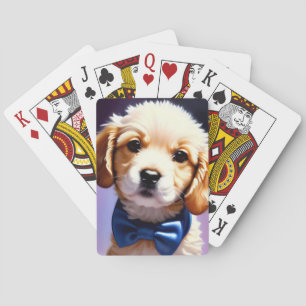 Jeu De Cartes Chiot souple adorable avec jolie Cravate de Bow bl