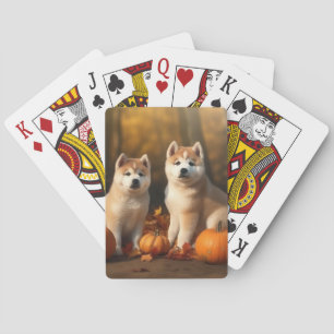 Jeu De Cartes Chiots Akita Délice d'Automne Citrouille