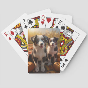 Jeu De Cartes Chiots Berger Australien Délice d'Automne Citrouil