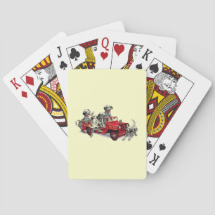 Jeu De Cartes Chiots dalmatiens avec le camion de pompiers