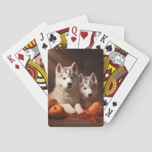 Jeu De Cartes Chiots Husky Sibérien Délice d'Automne Citrouille