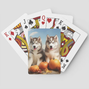 Jeu De Cartes Chiots Malamute d'Alaska Délice d'Automne Citrouil