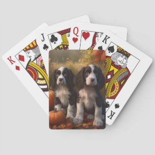 Jeu De Cartes Chiots Springer Spaniel Délice d'Automne Citrouill