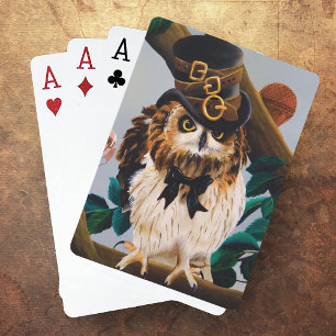Jeu De Cartes Chouette à chapeau supérieure à vapeur mignonne
