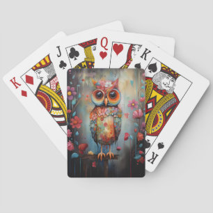 Jeu De Cartes Chouette Abstraite florale