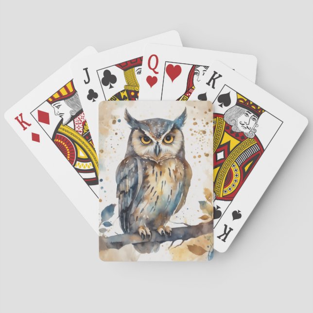 Jeu De Cartes Chouette aquarelle (dos)