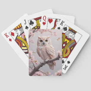Jeu De Cartes Chouette aux fleurs de cerises roses