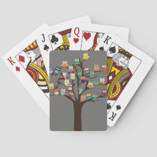 Jeu De Cartes Chouette Cute Sur L'Arbre   ARRIÈRE - PLAN