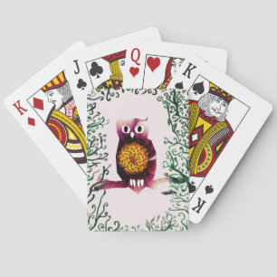 Jeu De Cartes Chouette, hibou Oiseau Floral Art Jouer des cartes