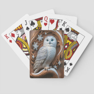 Jeu De Cartes Chouette neigeuse perchée en hiver