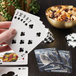 Jeu De Cartes Chouette neigeuse perchée en hiver