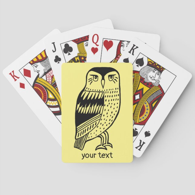 Jeu De Cartes Chouette Sage Illustré Oiseau De Frise (dos)