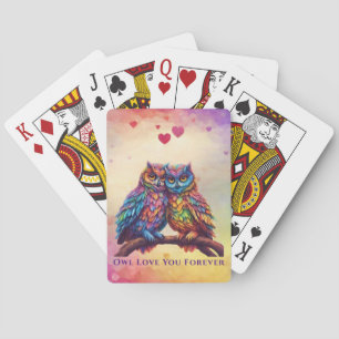 Jeu De Cartes Chouettes colorées-Inséparables-Cadeau de la Saint