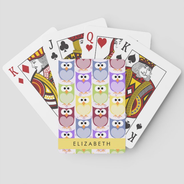 Jeu De Cartes Chouettes mignonnes, Chouette Motif, Chouettes col (dos)