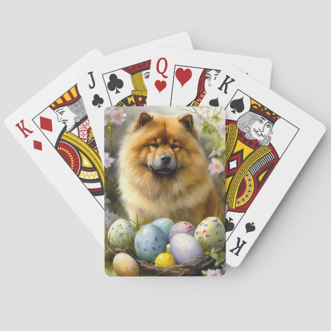 Jeu De Cartes Chow Chow avec oeufs de Pâques vacances (dos)