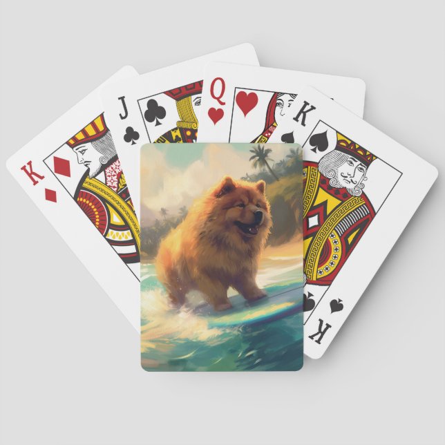 Jeu De Cartes Chow Chow Beach Plage Surf Peinture (dos)