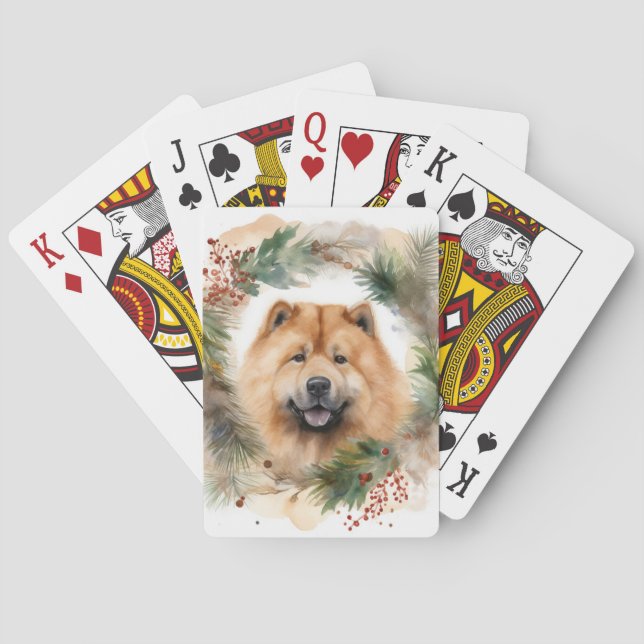Jeu De Cartes chow chow Christmas Wreath Festive Pup (dos)