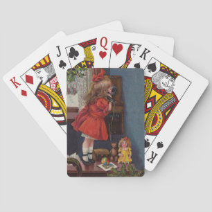 Jeu De Cartes Christmas Little Girl Téléphone Antique