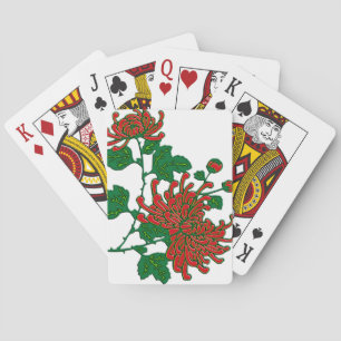 Jeu De Cartes Chrysanthèmes araignées chinois - rouge profond