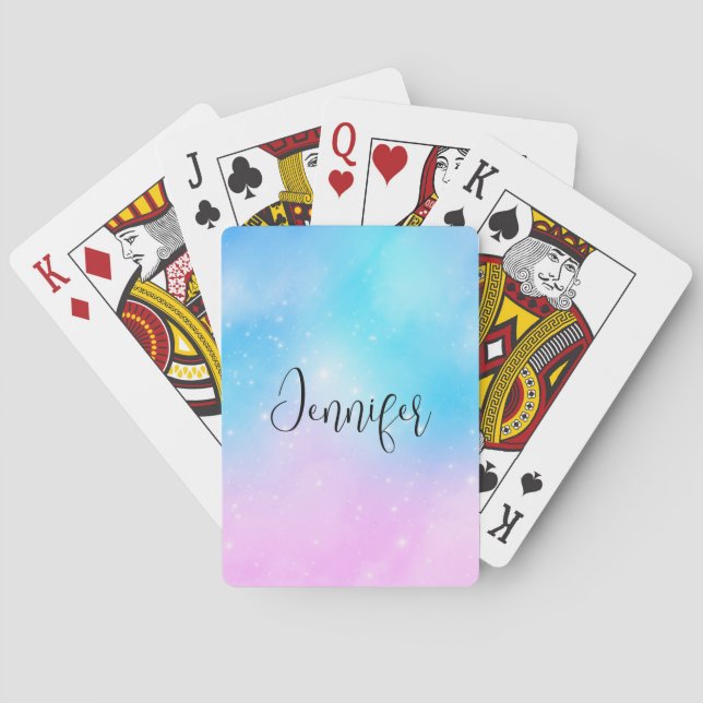 Jeu De Cartes Ciel dégradé rose et bleu pastel (dos)