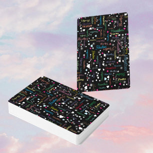 Jeu De Cartes Ciel noir plein de coeur et d'étoiles moderne