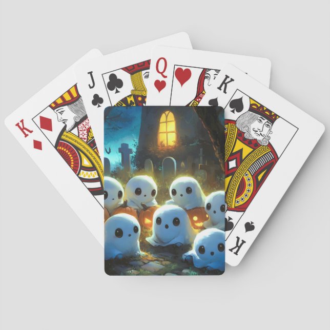 Jeu De Cartes Cimetière de nuit éffrayante mignonne Fantôme d'Ha (dos)