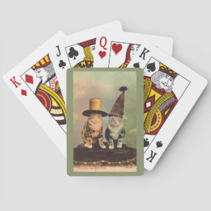 Jeu De Cartes circa 1900 chats en RPPC casquette