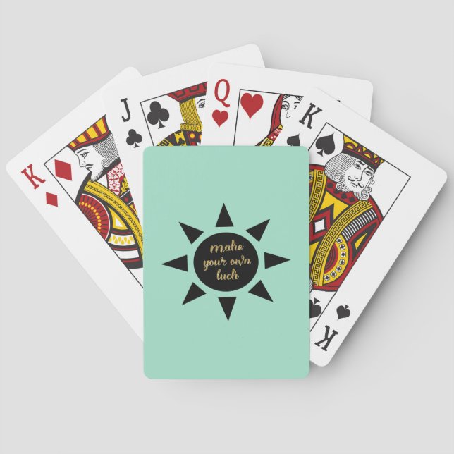 Jeu De Cartes Citation de chance en or noir (dos)